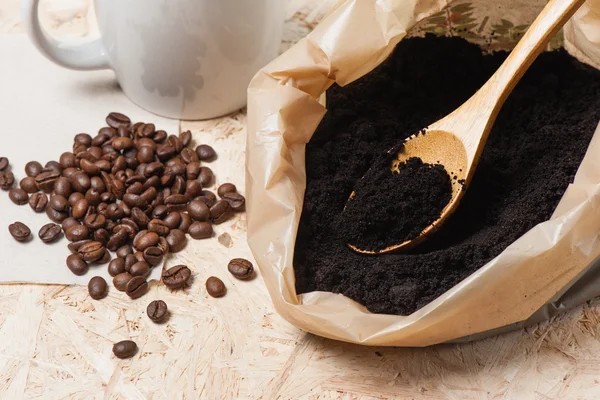 Närbild kaffe grunder — Stockfoto