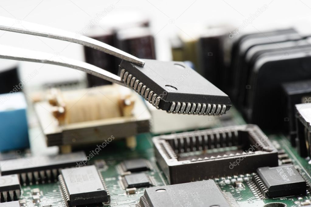 closeup electronic chip