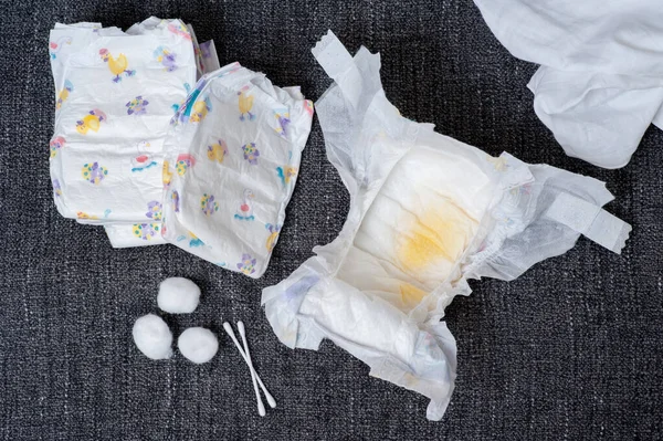 Pañales Desechables Para Bebés Concepto Higiene Para Recién Nacidos Bebés — Foto de Stock
