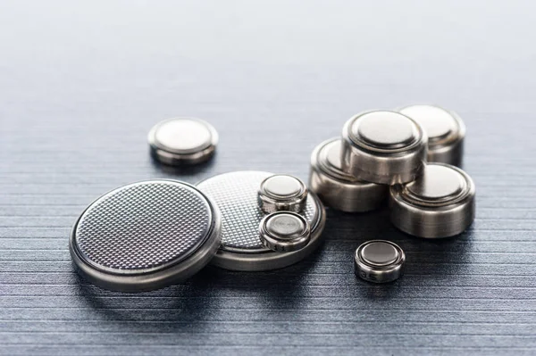 Кнопка Крупным Планом Батареи Батареи Смотреть Батареи Монеты Ячейки Используемые — стоковое фото