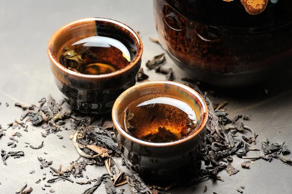 Tea- és tea levelek — Stock Fotó