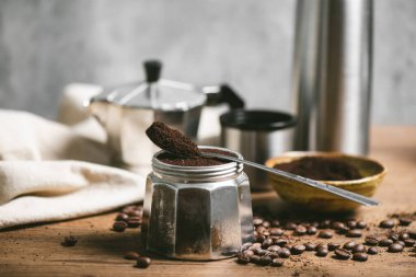 Moka pot 'la kahve yapmak. Moka pot bir kahve makinesidir..