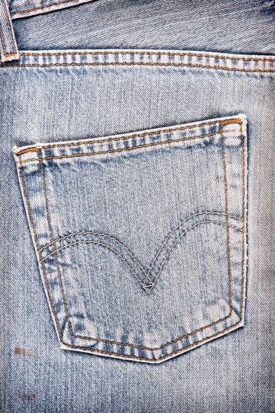 Back pocket of blue jeans — Stock Photo, Image