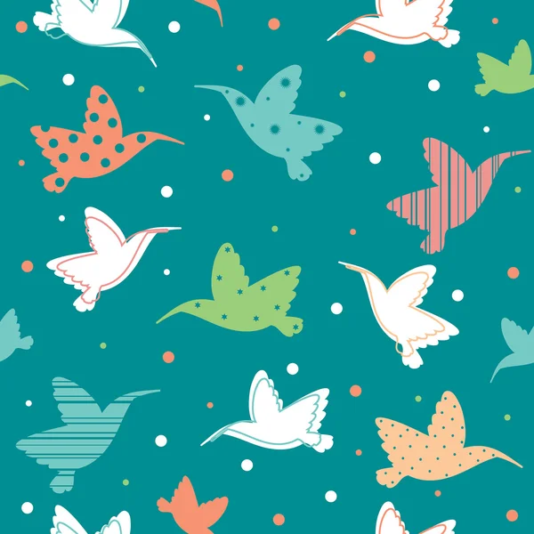 Seamless mönster med colibri. Cartoon kolibrier. — Stock vektor