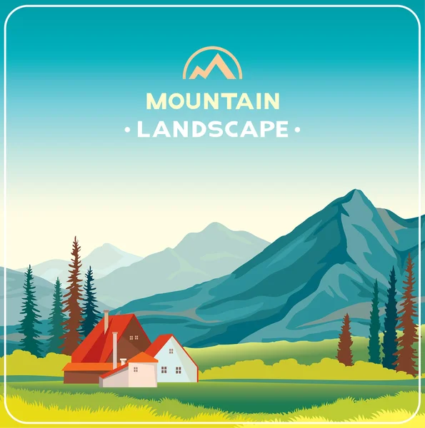 Paysage de montagne et maison . — Image vectorielle