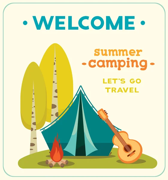 Zomer camping. Reizen van pictogrammen. — Stockvector