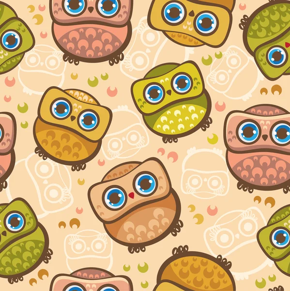 Seamless pattern with owls. — Stock Vector