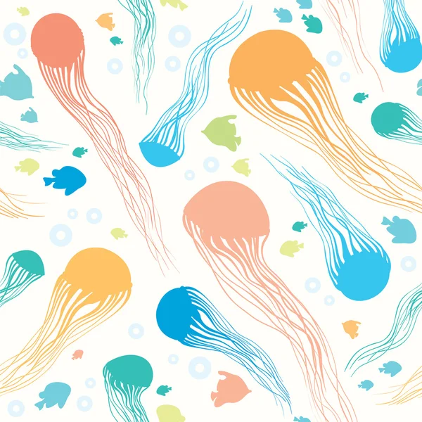 Seamless pattern with jellyfish. — Stock Vector