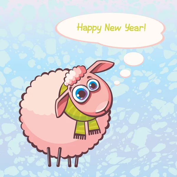 Funny sheep and new year. — Stock Vector