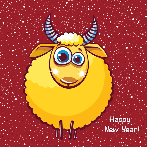 Funny sheep and new year. — Stock Vector