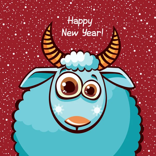 有趣的羊和新的一年. — 图库矢量图片