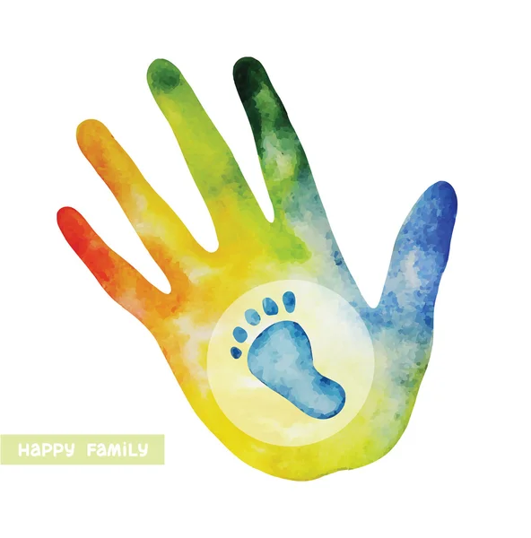 Logo de la famille - main et empreinte . — Image vectorielle