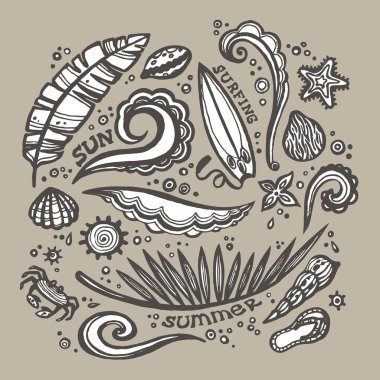 Sörf unsuru. Vektör set.