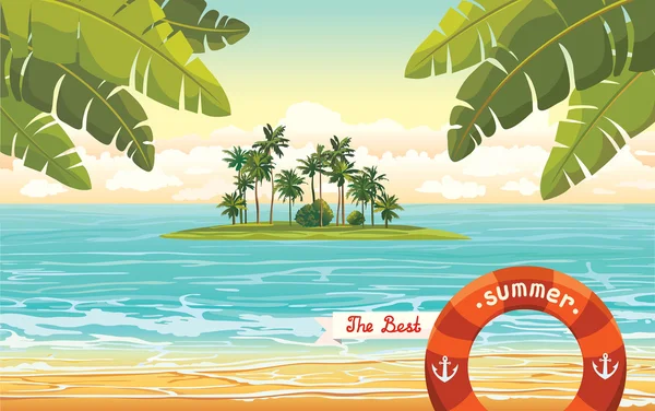 Coconat ostrov v moři. Letní dovolená. — Stockový vektor