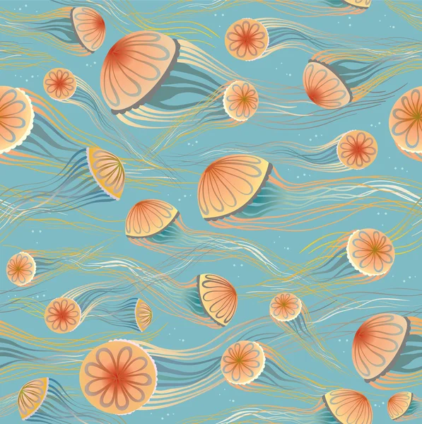 Seamless pattern with jellyfish. — Stock Vector