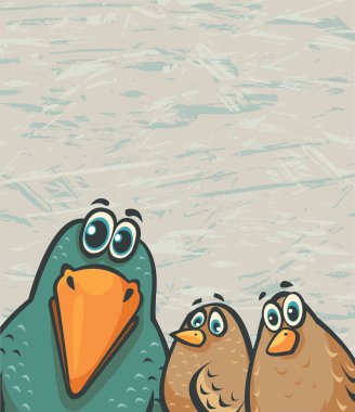  Cartoon birds - funny crow and sparrows