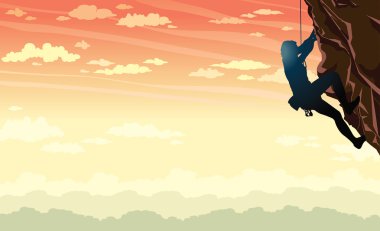 Sport - Rock climber and sunset.