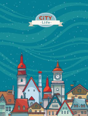 Şehir görünümü manzara. Kentsel vektör.