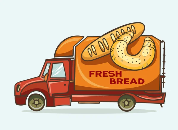 트럭-배달 빵과 바게트. — 스톡 벡터