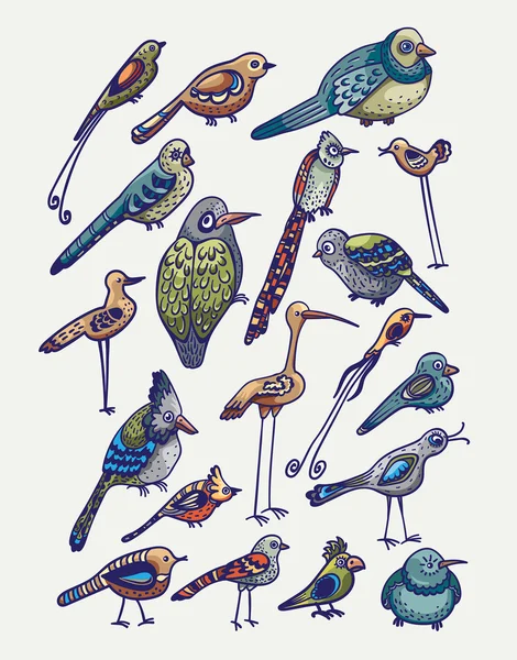 Set of cartoon birds. — Wektor stockowy