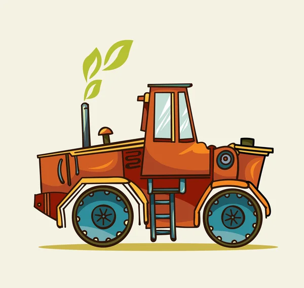 Tractor de dibujos animados. Imagen agrícola y orgánica . — Vector de stock