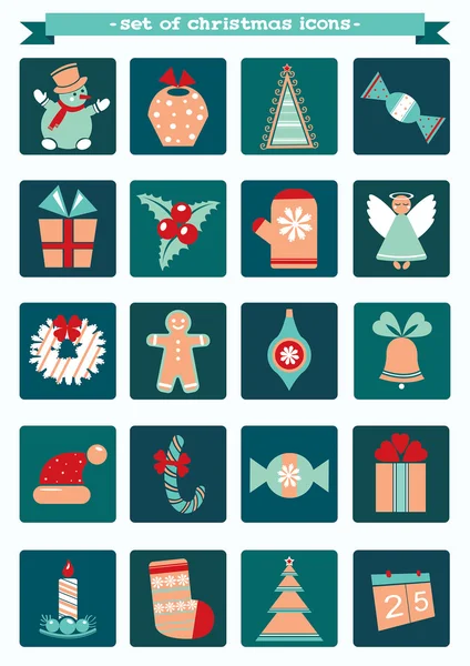 Conjunto de Navidad e iconos de año nuevo. — Archivo Imágenes Vectoriales