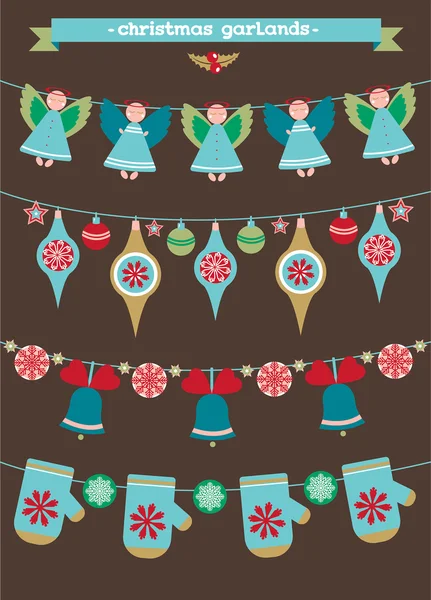 Set of christmas garlands. — Stock Vector