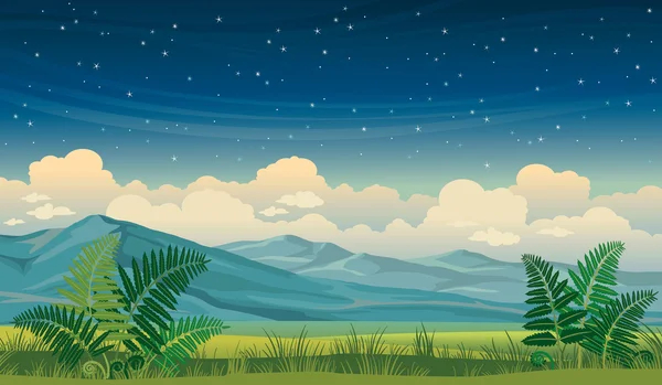 Paisaje de verano nocturno . — Vector de stock