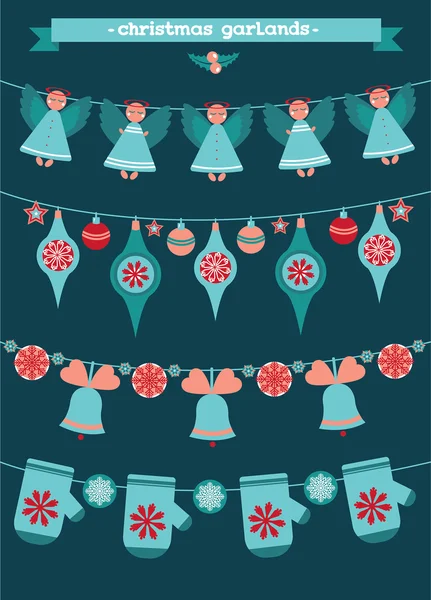 Collection of christmas garlands. — Stock Vector