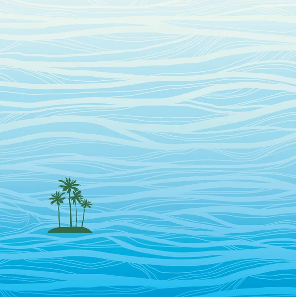 Île solitaire et océan ondulé . — Image vectorielle