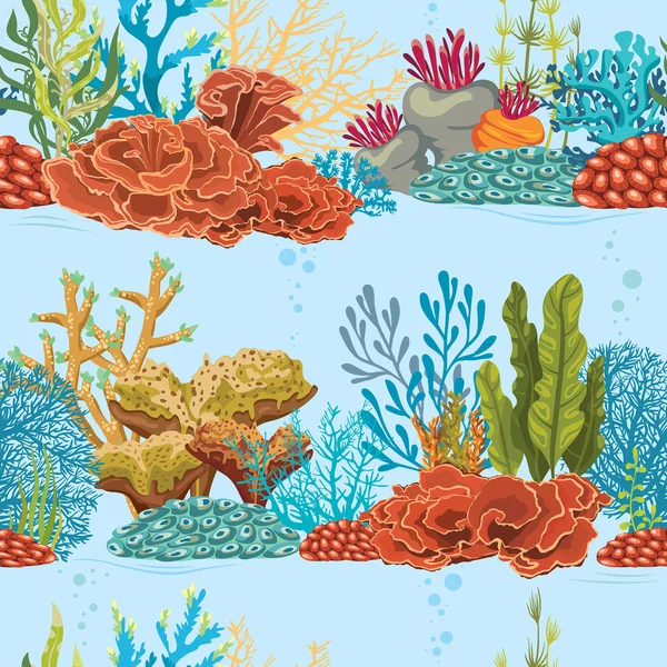 Podvodní bezešvé vzor s coral reef. — Stockový vektor