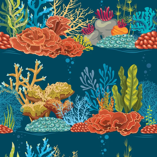 Underwater seamless pattern with coral reef. — Stock Vector