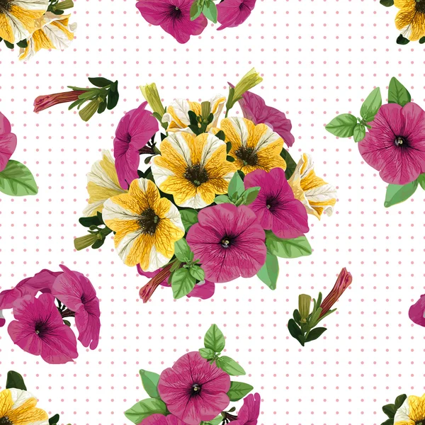 Seamless pattern,  petunias — Stock Vector