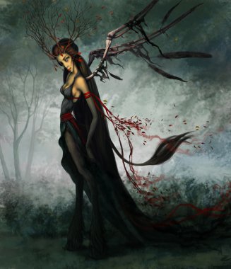 kadın siyah ve kırmızı