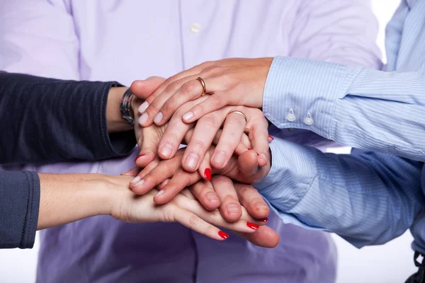 Grupp Händer Tillsammans Teamwork Koncept Selektivt Fokus — Stockfoto