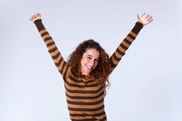 Beautiful Young Woman Outstretched Arms — Stock Photo, Image