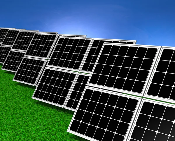 Панелі сонячних батарей система — стокове фото