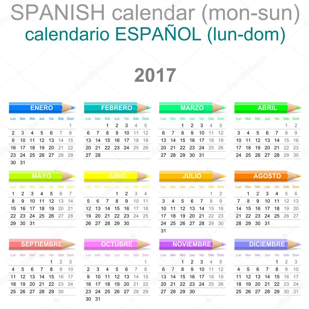 2017 Crayons Calendar Spanish Version