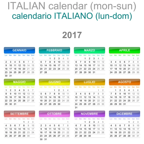 Italiaans versie maandag tot zondag van de kalender van de 2017 — Stockfoto