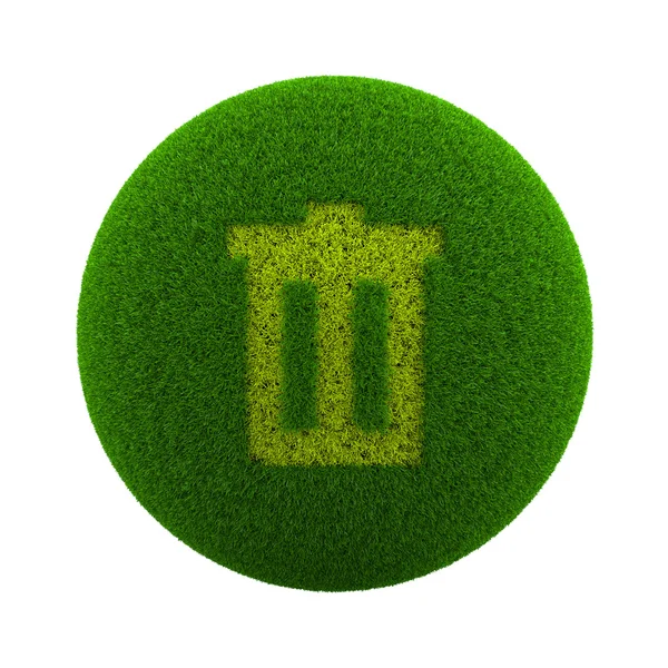 Травяная сфера икона мусорного бака — стоковое фото