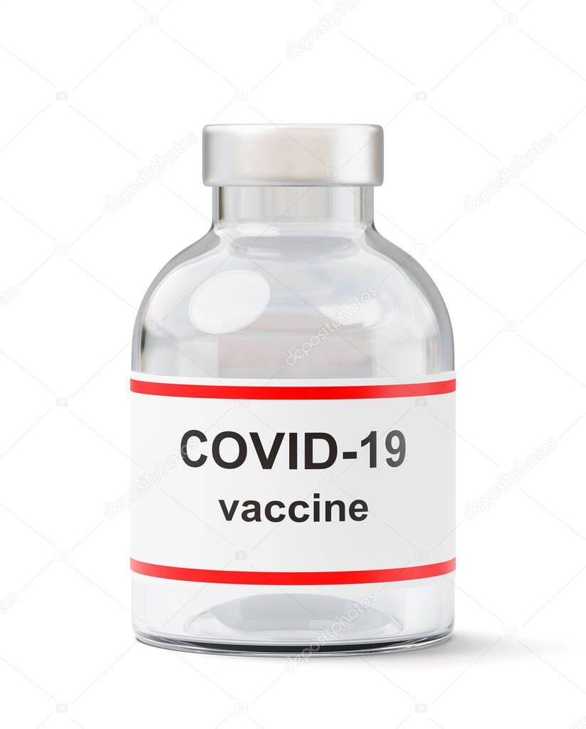 Covid 19 Vaccine Bottle Isolated on White