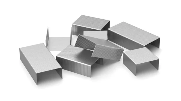Metal Staples on White Background — Stock Photo, Image