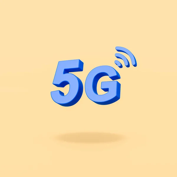5G 3D-text på gul bakgrund — Stockfoto