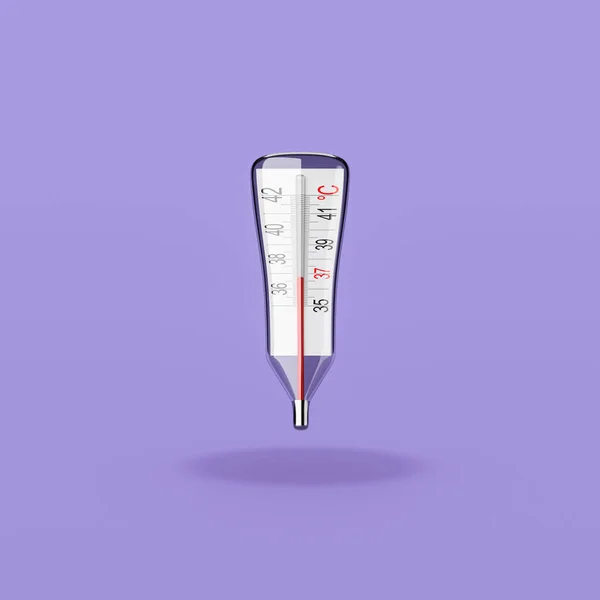 Клінічний термометр на фіолетовому тлі — стокове фото
