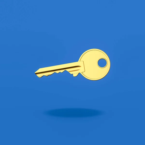 Κίτρινο κλειδί σε μπλε φόντο — Φωτογραφία Αρχείου