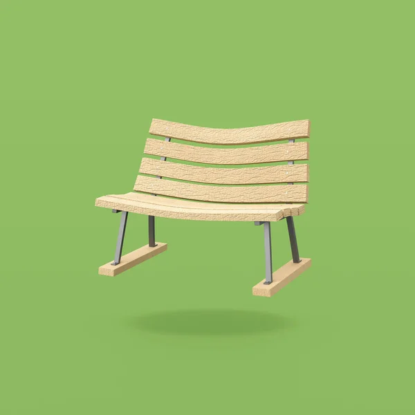 Banc en bois drôle sur fond vert — Photo