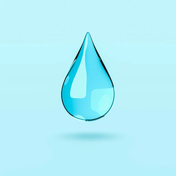 Una goccia d'acqua su sfondo blu — Foto Stock