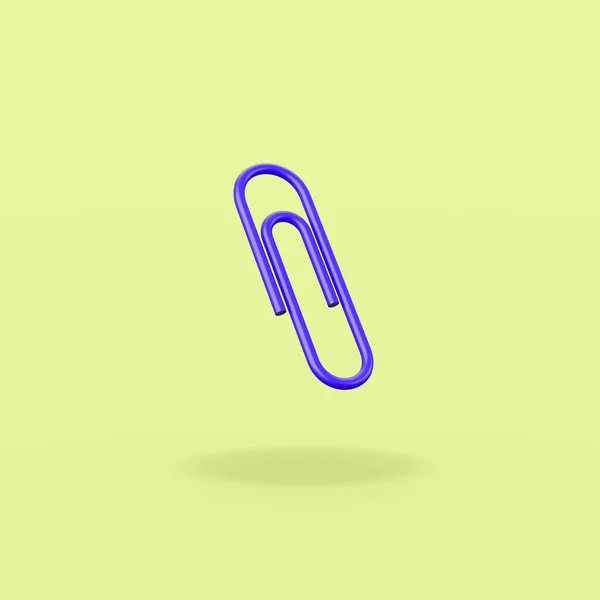 One Blue Paperclip on Green Background — Stock Photo, Image