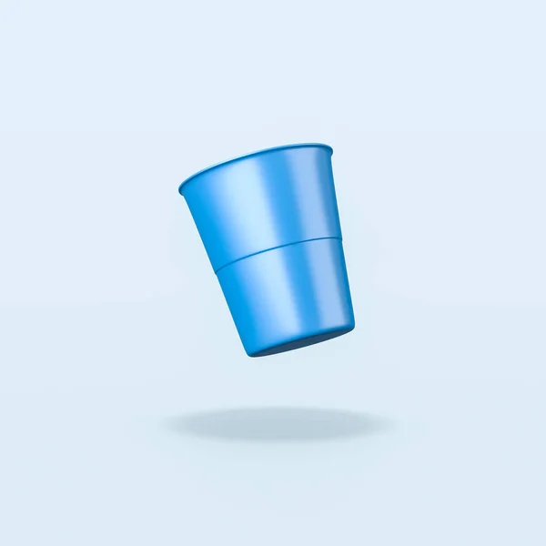 Plastic Blue Bin on Blue Background — Stock Photo, Image