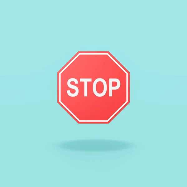 Klassieke Rode Stop Road Sign on Blauwe achtergrond — Stockfoto